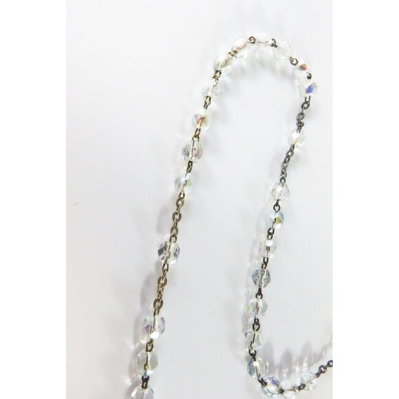 Antique 800 Silver Catholic Holy Rosary Givre Glass Crystal Rosary Beads 14 1/2" - Picture 6 of 11